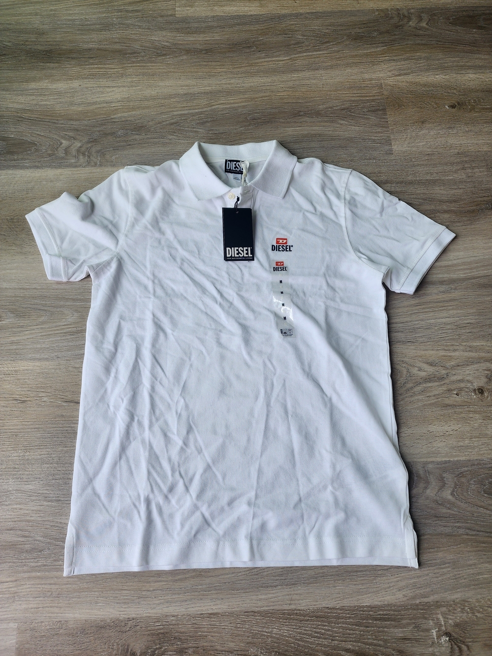 Diesel White Short-Sleeve Polo Shirt